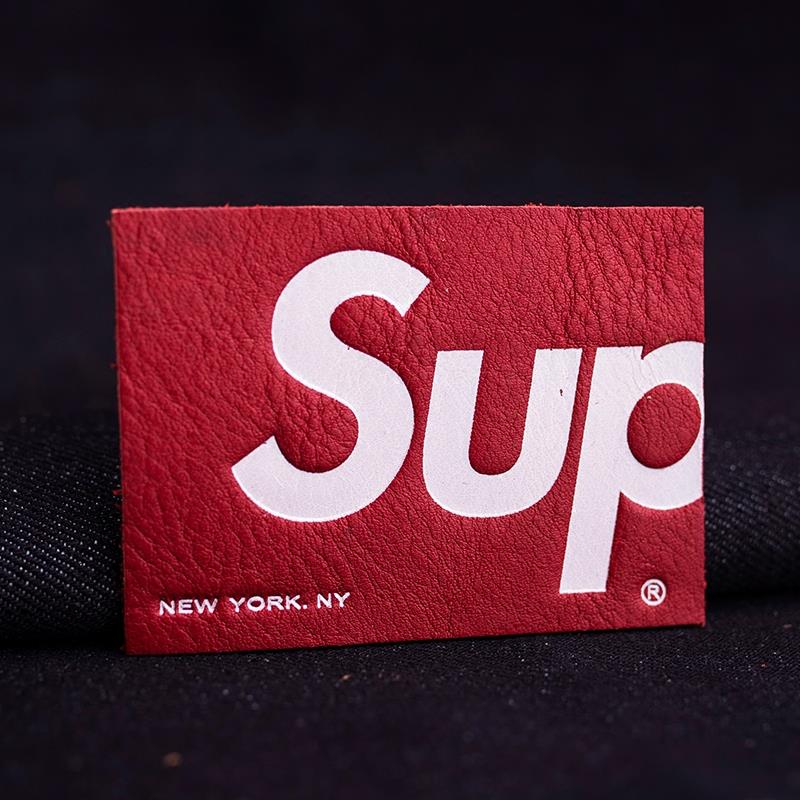 Debossed & Printed Customized Logo label leather / PU Patches For clothes / Leather Tags