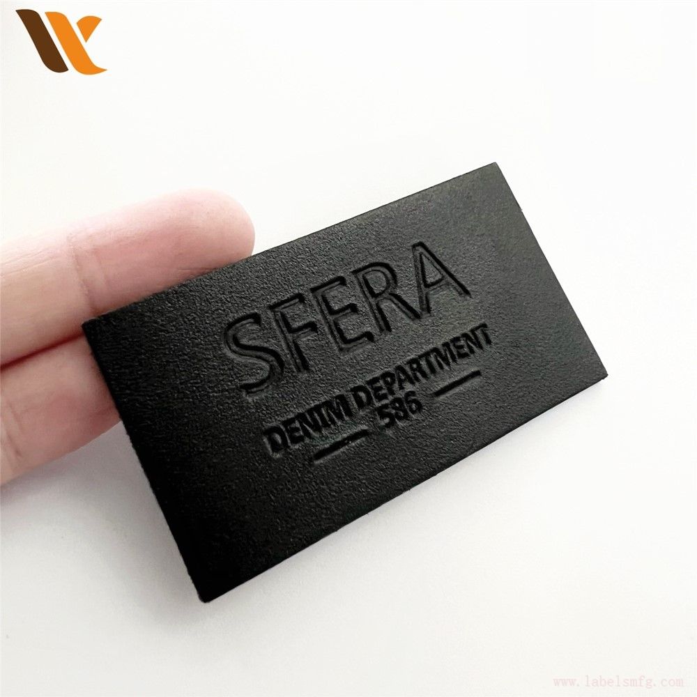 Custom Engrave Logo Black Leather Patch Custom Engrave Logo Black Leather Patch