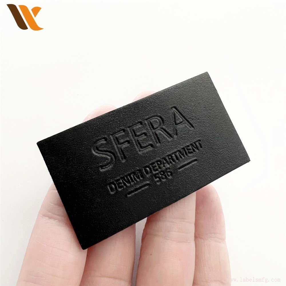 Custom Engrave Logo Black Leather Patch Custom Engrave Logo Black Leather Patch
