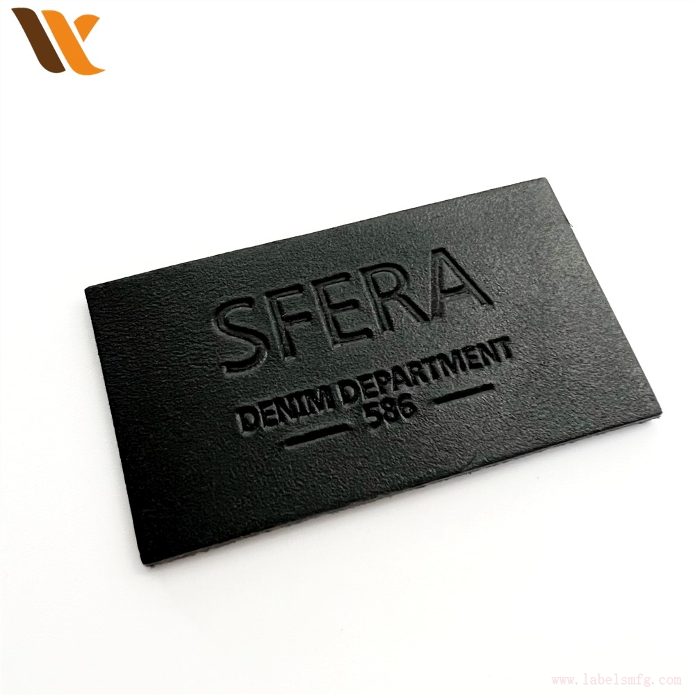 Custom Engrave Logo Black Leather Patch Custom Engrave Logo Black Leather Patch
